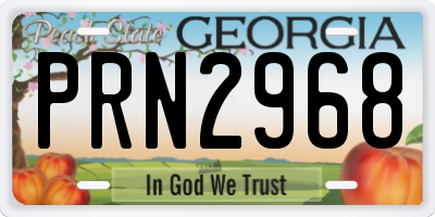 GA license plate PRN2968