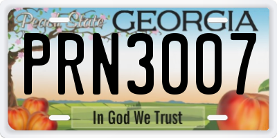 GA license plate PRN3007