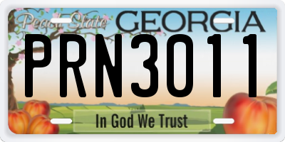 GA license plate PRN3011