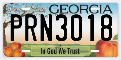 GA license plate PRN3018