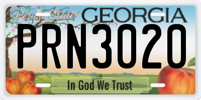 GA license plate PRN3020