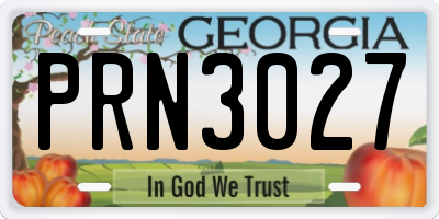GA license plate PRN3027