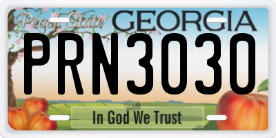GA license plate PRN3030