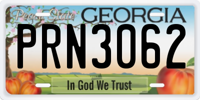 GA license plate PRN3062