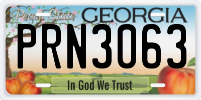 GA license plate PRN3063