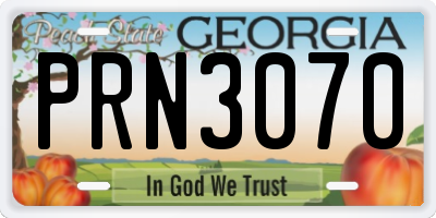 GA license plate PRN3070