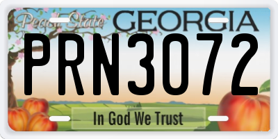 GA license plate PRN3072