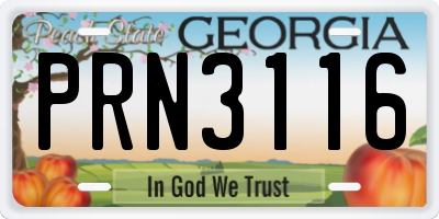 GA license plate PRN3116