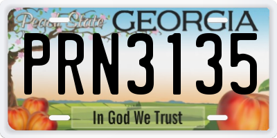 GA license plate PRN3135