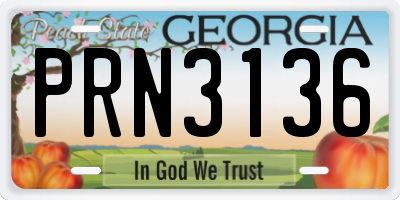 GA license plate PRN3136