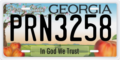 GA license plate PRN3258