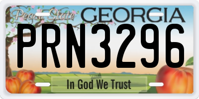 GA license plate PRN3296