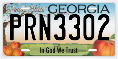 GA license plate PRN3302