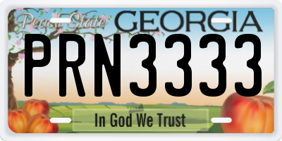 GA license plate PRN3333