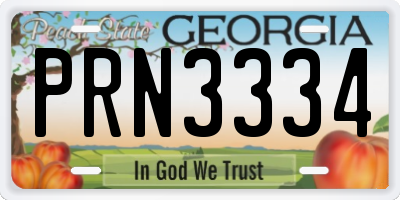 GA license plate PRN3334