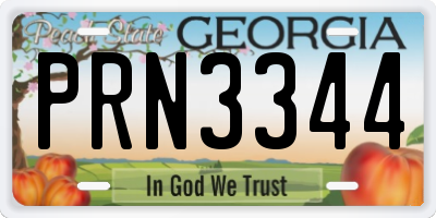 GA license plate PRN3344