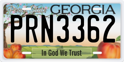GA license plate PRN3362