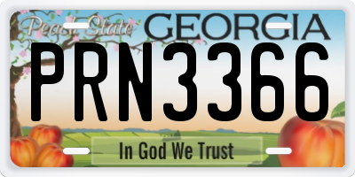 GA license plate PRN3366