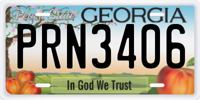 GA license plate PRN3406