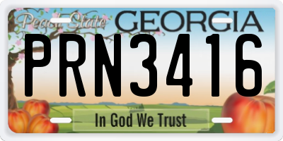 GA license plate PRN3416