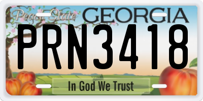 GA license plate PRN3418