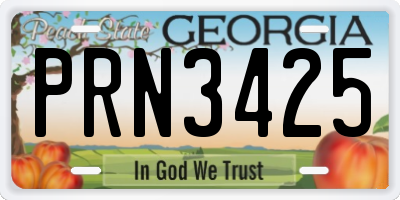 GA license plate PRN3425