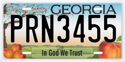 GA license plate PRN3455