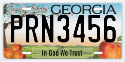 GA license plate PRN3456