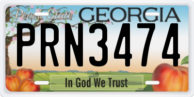 GA license plate PRN3474