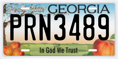 GA license plate PRN3489