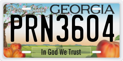GA license plate PRN3604