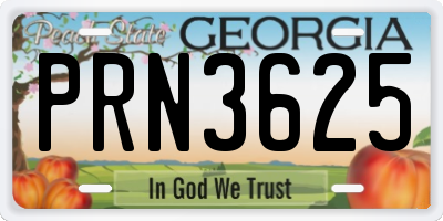 GA license plate PRN3625