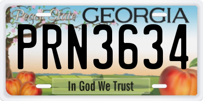 GA license plate PRN3634