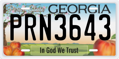 GA license plate PRN3643