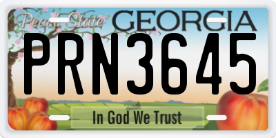 GA license plate PRN3645