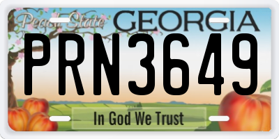 GA license plate PRN3649