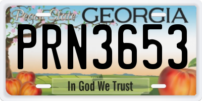 GA license plate PRN3653