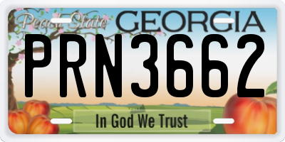 GA license plate PRN3662