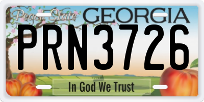 GA license plate PRN3726