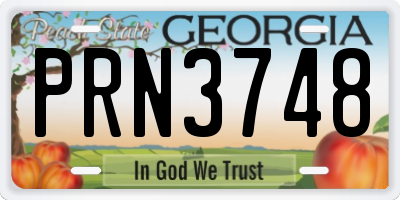 GA license plate PRN3748