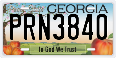 GA license plate PRN3840