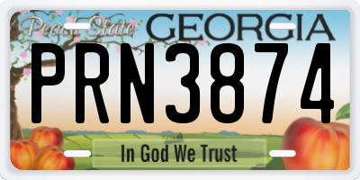GA license plate PRN3874