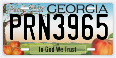 GA license plate PRN3965