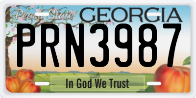 GA license plate PRN3987