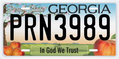 GA license plate PRN3989