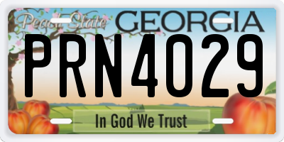GA license plate PRN4029