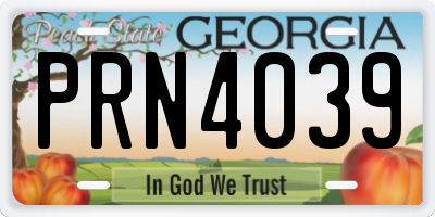 GA license plate PRN4039