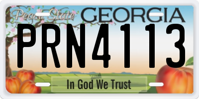 GA license plate PRN4113