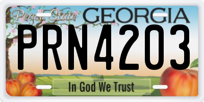 GA license plate PRN4203