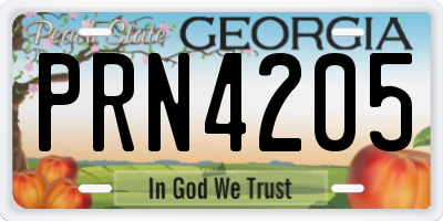 GA license plate PRN4205